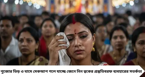 Long Lasting Make Up: পুজোর ভিড় আর ঘামেও মেকআপ থাকবে অটুট? সাজের আগে বরফ, শেষে সেটিং স্প্রে—জেনে নিন সহজ টিপস