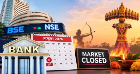 Dussehra 2026: दशहरे पर शेयर बाजार बंद, जानें NSE-BSE और MCX में कब होगी ट्रेडिंग