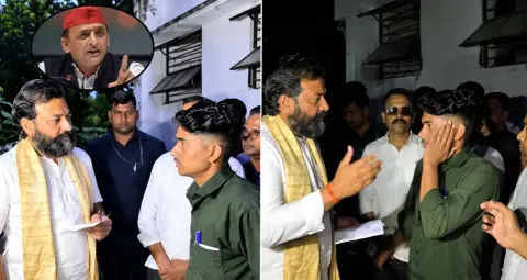 महोबा में BJP विधायक ने बीज ले जाने पर युवक को थप्पड़ मारा, अखिलेश यादव से मिलने का लगाया आरोप
