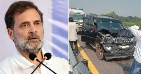 पूर्वांचल एक्सप्रेसवे पर राहुल गांधी के काफिले के पीछे 5 वाहन टकराए, नेता सुरक्षित
