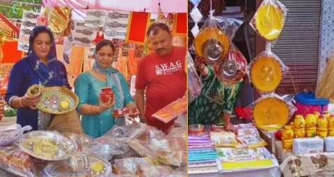 कासगंज के बाजारों में बढ़ी रौनक,फैंसी छलनी और स्पेशल पूजा थाली की जमकर खरीदारी
