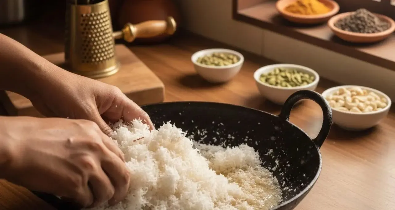 Narkel Naru Recipe: পুজোর ভোগে চাই তুলতুলে নারকেলের নাড়ু? চিনি মেশানোর এই বিশেষ কৌশলেই আসবে আসল স্বাদ, মুখে দিলেই হবে গলে যাওয়া!
