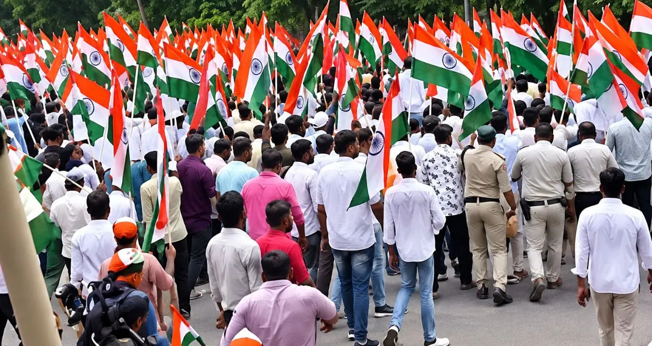 तिरंगा मार्च से पहले अभिजीत दीपके हिरासत में, समर्थकों ने रोकी पुलिस की गाड़ी