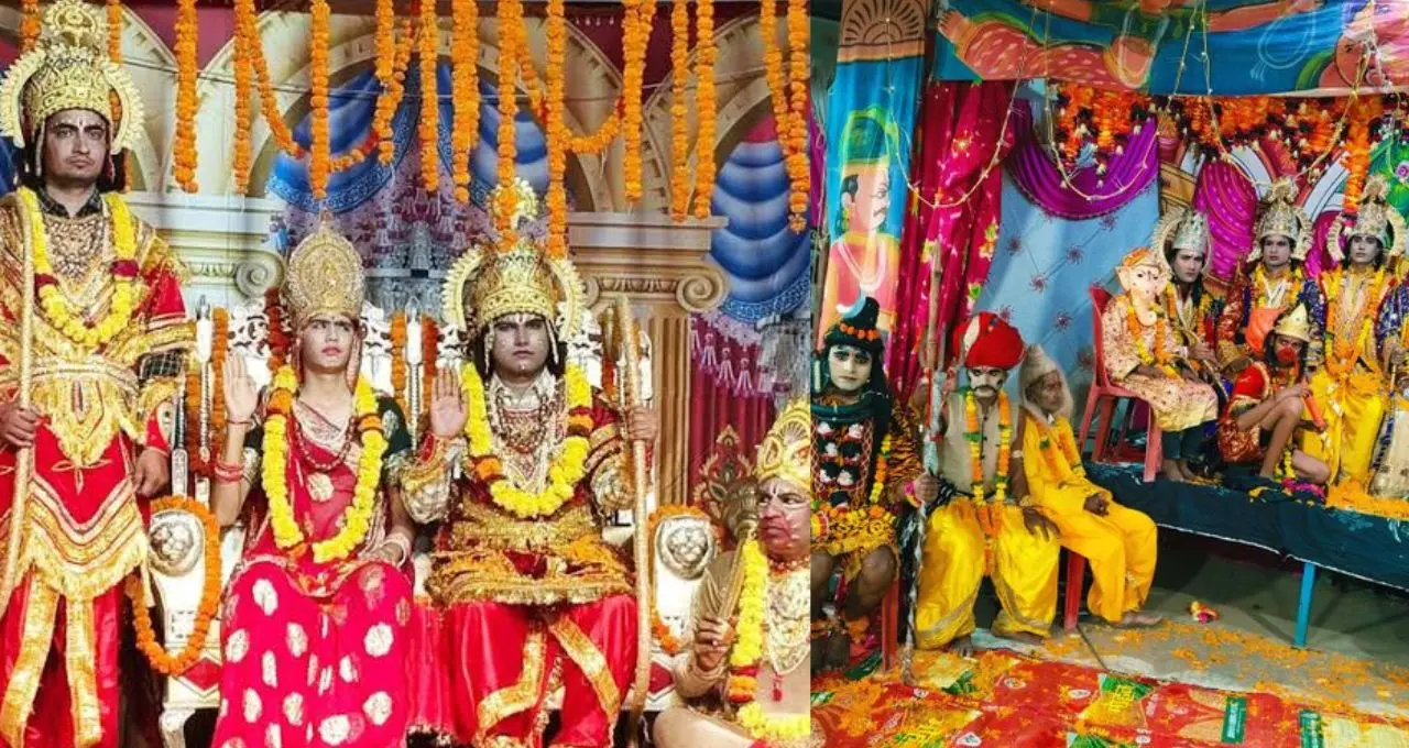 चुनारमध्ये रामलीलेच्या २०व्या दिवशी भगवान श्रीरामांचा राज्याभिषेक