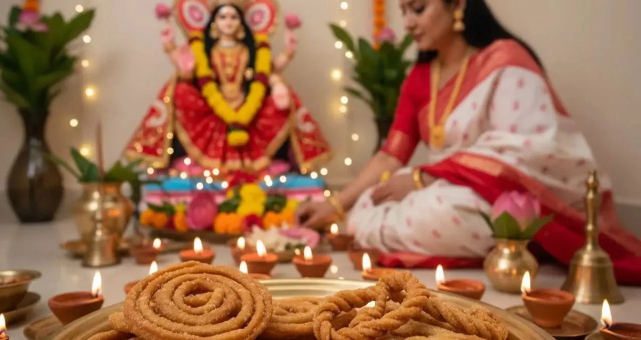 Aparajita Adhya Lakshmi Puja: অপরাজিতা আঢ্যর বাড়ির লক্ষ্মীপুজোয় এলোঝেলো নিমকি চাই-ই চাই! শাড়ির কুঁচির মতো প্যাঁচ দিয়ে বানান খাস্তা, মুচমুচে নিমকি
