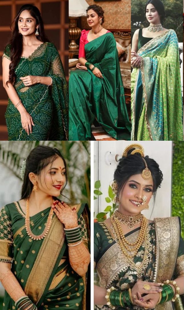 सावन में हरी साड़ी से पाएं सबसे खूबसूरत और स्टाइलिश लुक